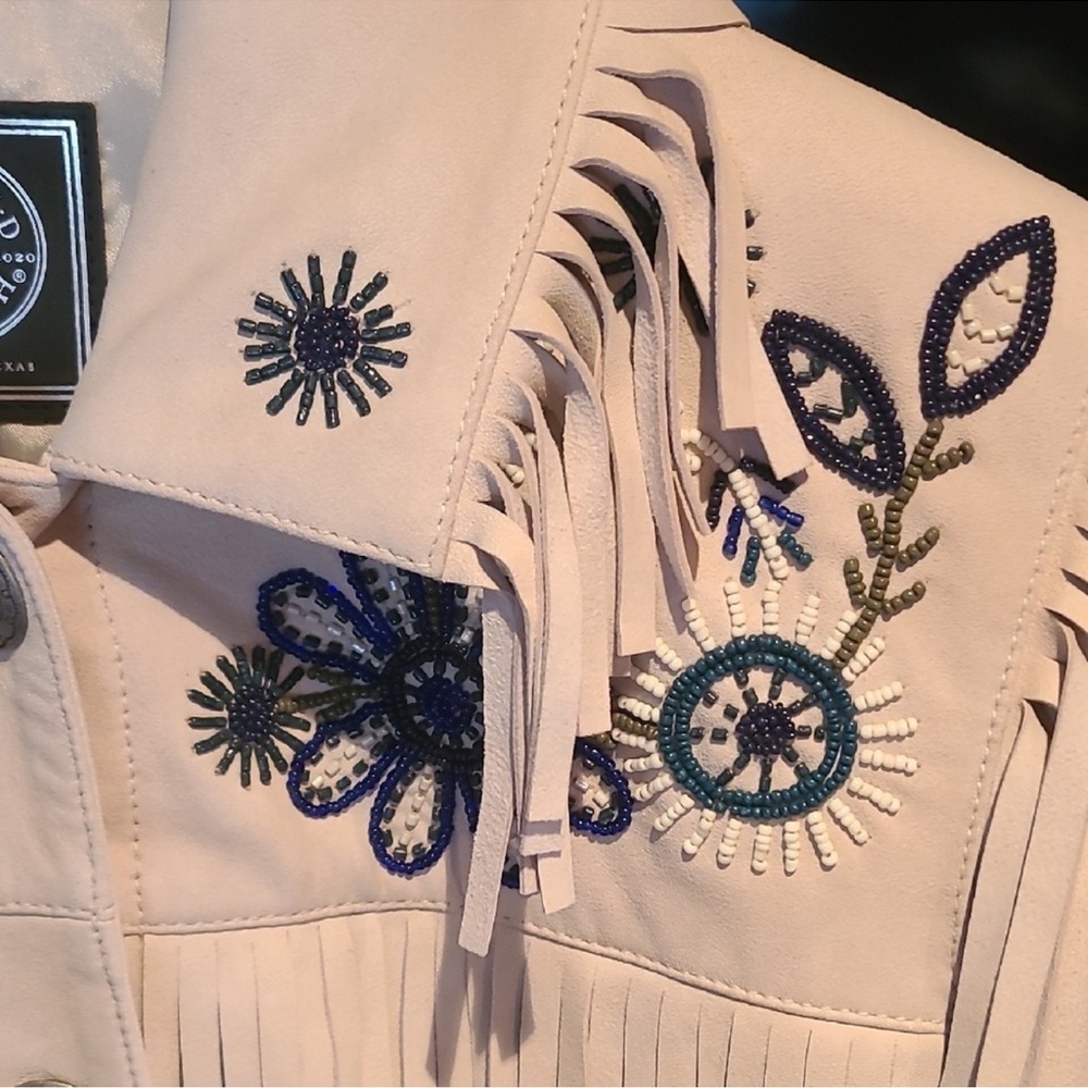Double D Ranch leather fringe Dunway Jacket embroidered concho RTL $1095 S NWOT - Picture 8 of 16
